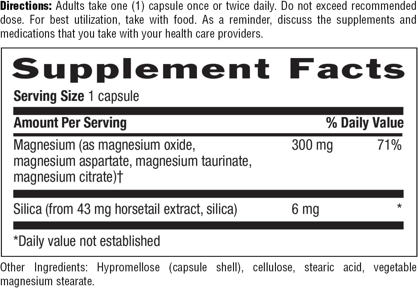 Country Life Target-Mins Magnesium with Silica 300 mg - 120 Vegan Capsules for Bone Health and Energy Support