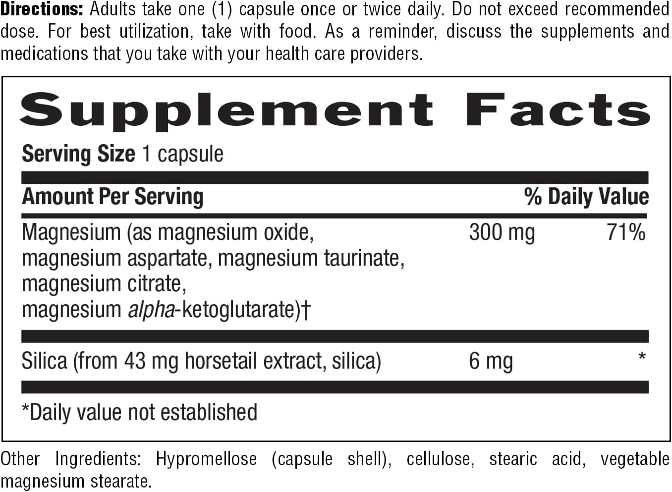 Country Life Target-Mins Magnesium with Silica 300 mg - 120 Vegan Capsules for Bone Health and Energy Support