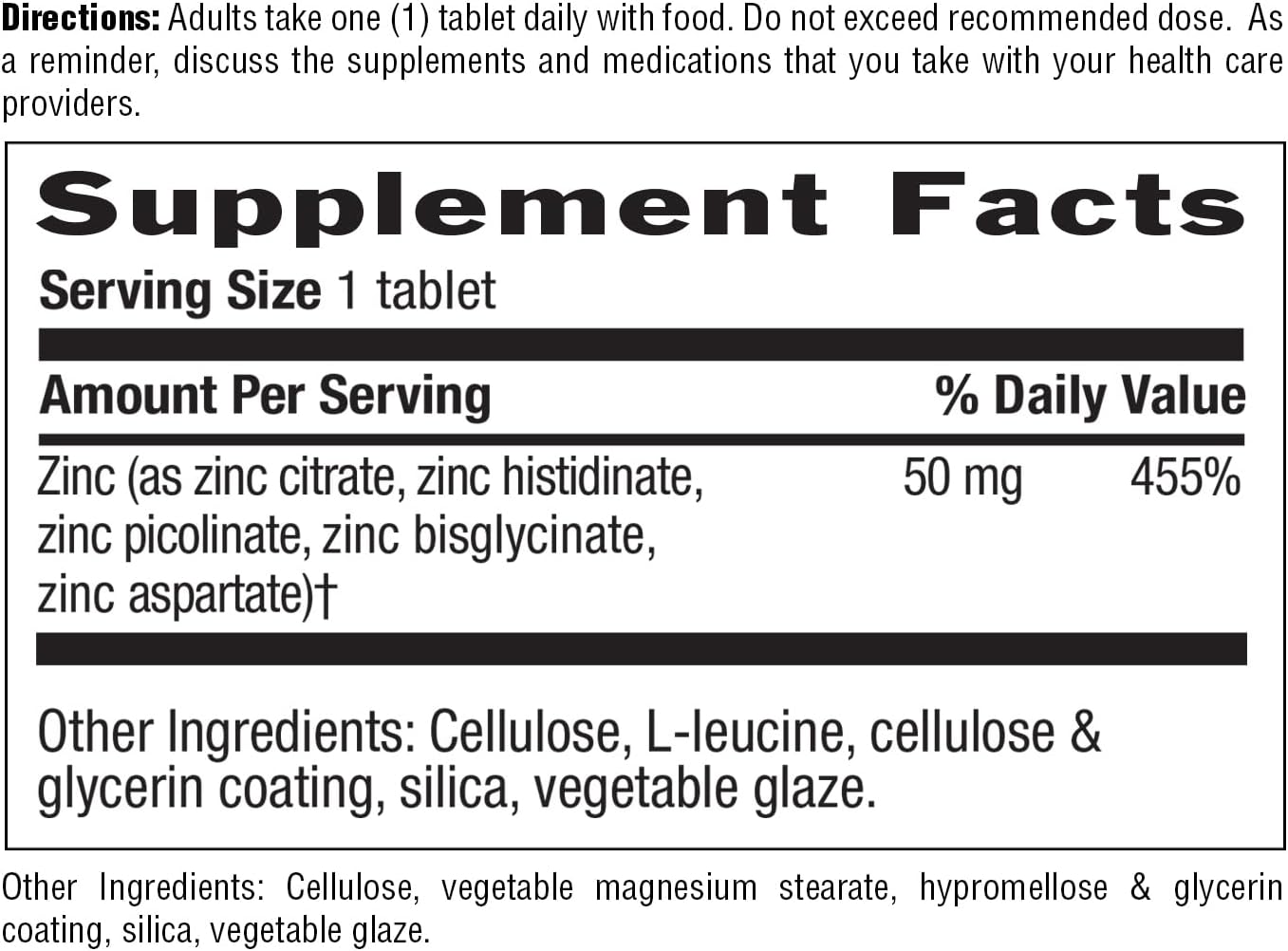 Country Life Target-Mins Zinc 50 mg - 180 Tablets for Immune Health Support