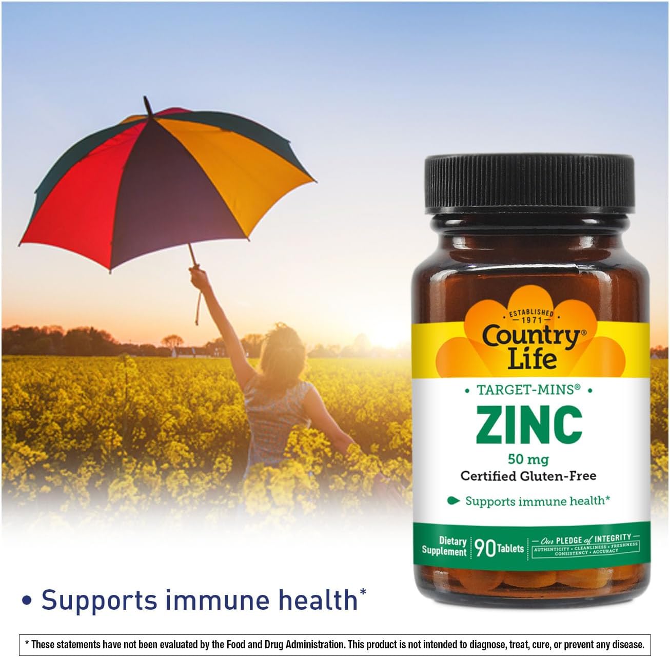 Country Life Target-Mins Zinc 50mg - 90 Tablets for Immune Health & Support