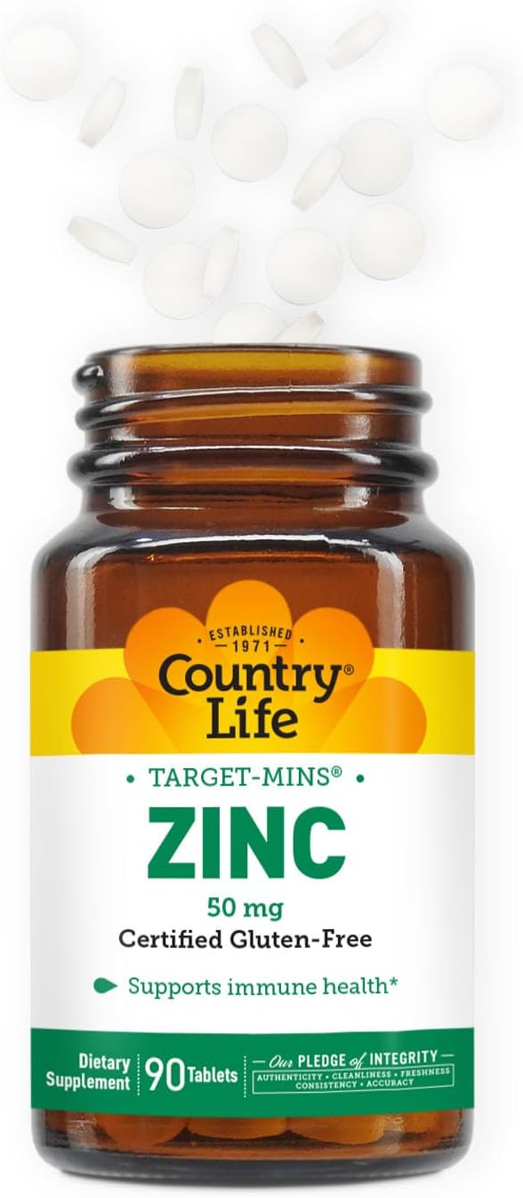 Country Life Target-Mins Zinc 50mg - 90 Tablets for Immune Health & Support