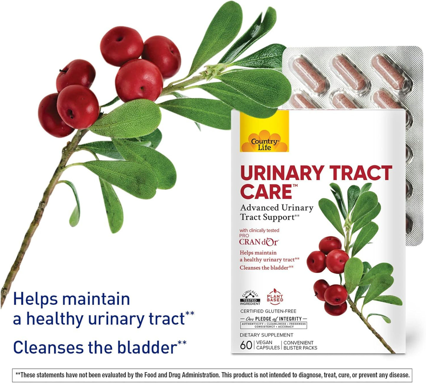 Country Life Women's Urinary Tract Support Supplement - 60 Vegetarian Capsules