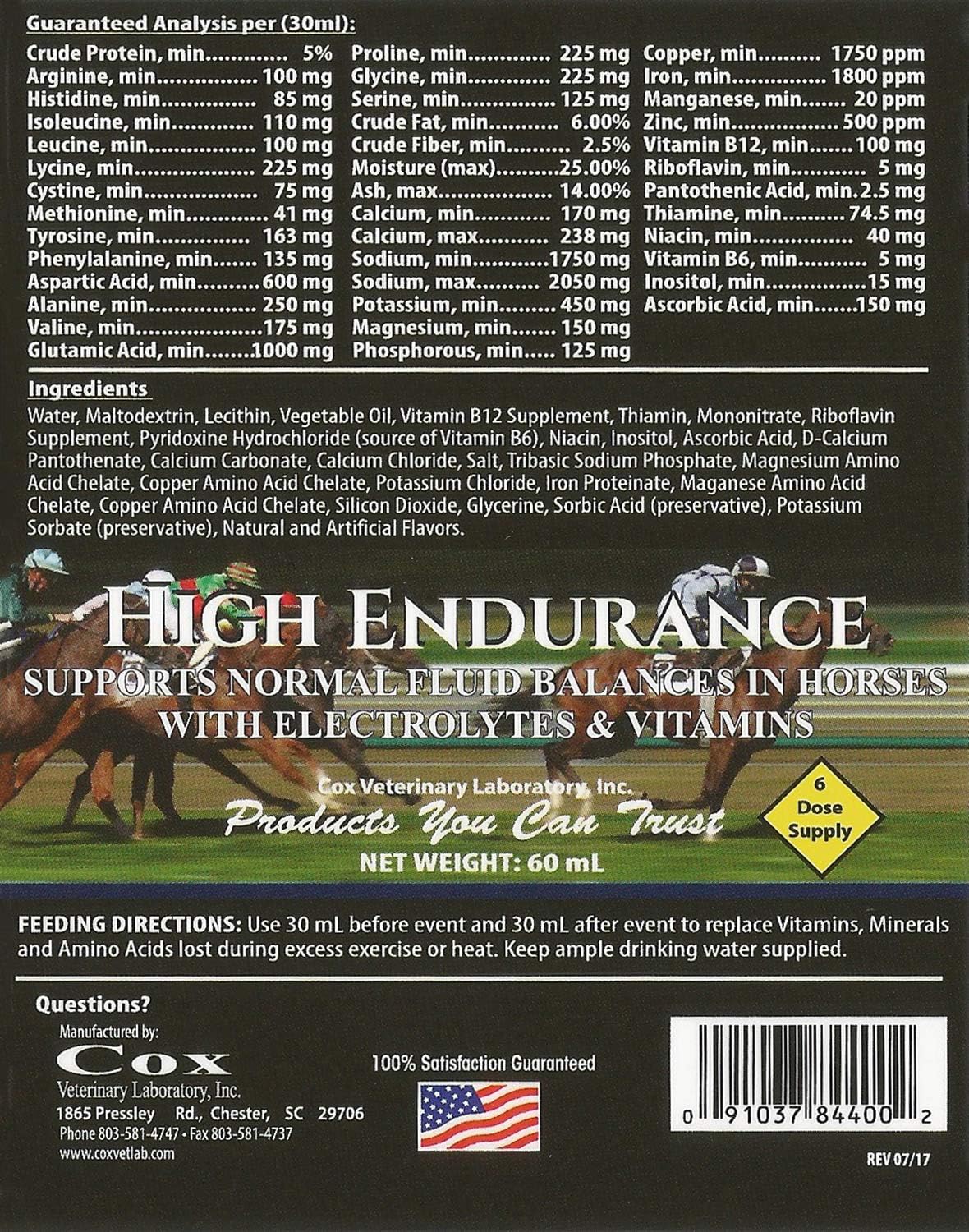 Cox Veterinary Lab High Endurance Oral Paste Horse Supplement 3-Pack - Electrolytes, Vitamins & Minerals to Prevent Dehydration - Made in USA