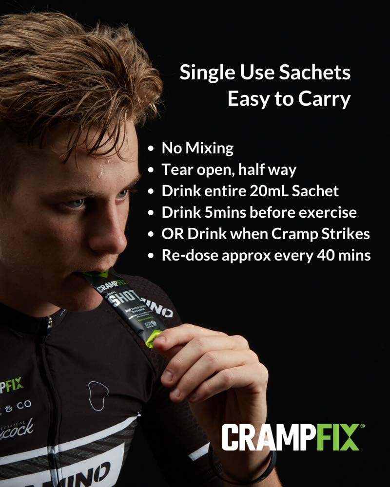 CRAMPFIX Sports Shot 9 Pack - Prevents & Relieves Muscle Cramps - Natural Raspberry Formula - Easy Carry Sachet Shots