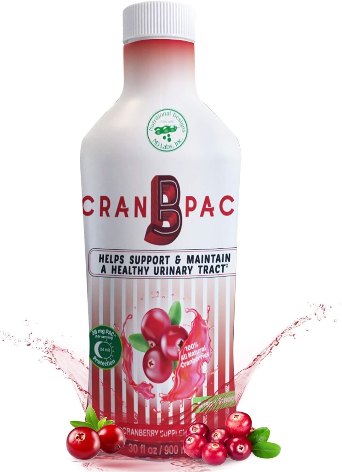 Cran-B-PAC Cranberry Supplement for Women's Urinary Tract Health - Non GMO Liquid Concentrate with Vitamins, 36mg PAC, 30 Oz Bottle
