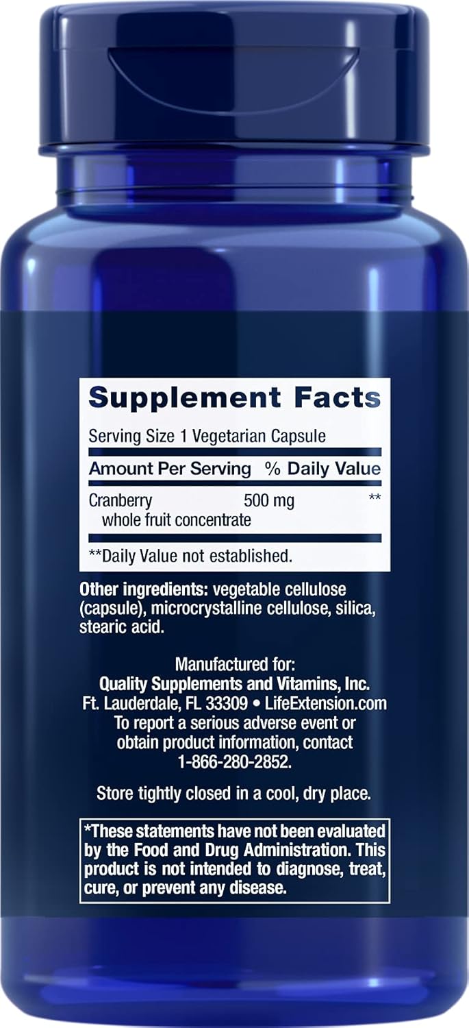 Cran-Max® Cranberry Whole Fruit Concentrate 500mg Capsules - Supports Urinary Tract Health, Antioxidant Rich, Gluten-Free, Vegetarian, Non-GMO - 60 Count