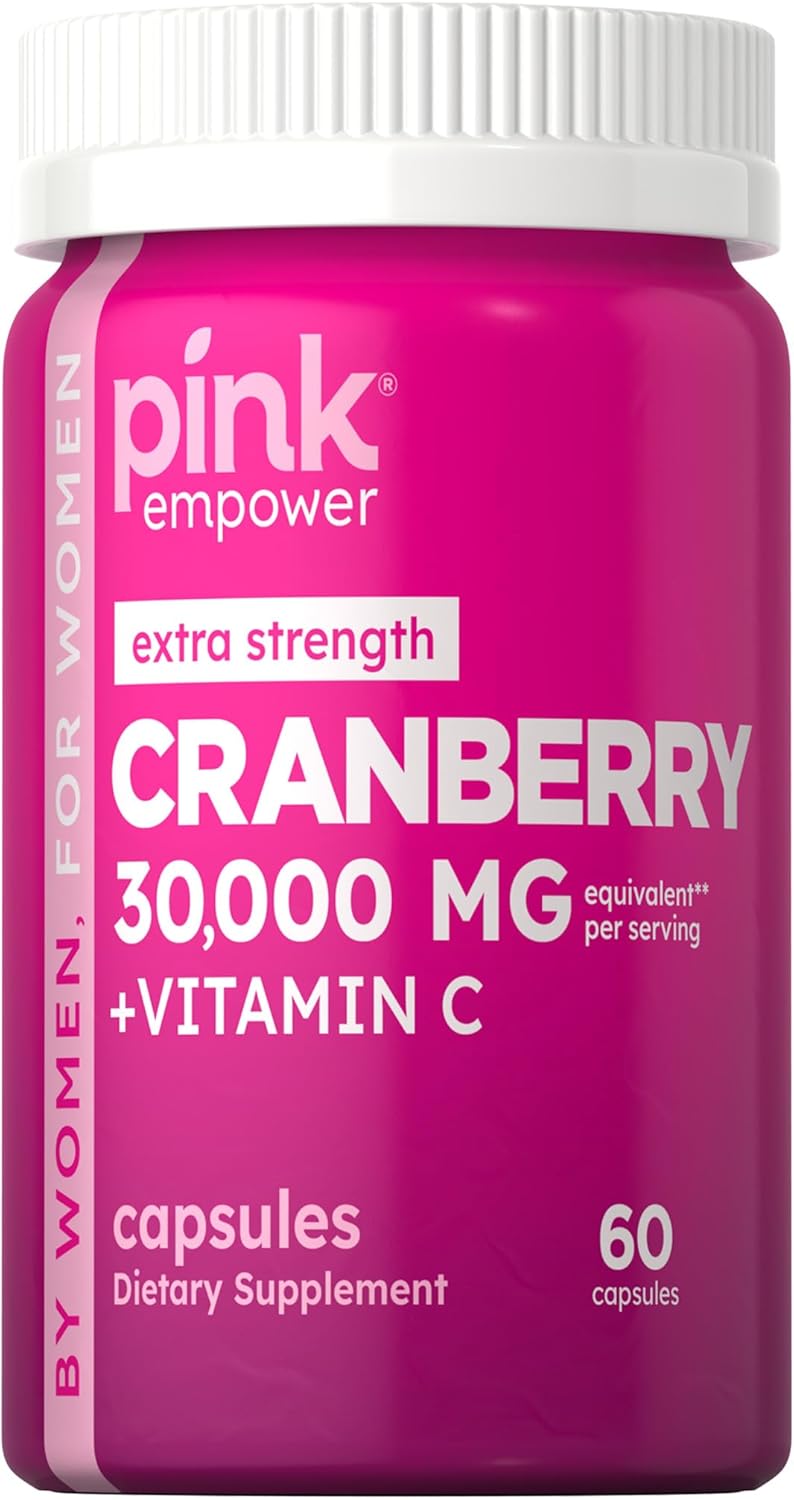 Cranberry Capsules for Women - 60 Count with Vitamin C, Non-GMO & Gluten-Free Supplement for Urinary Tract Health