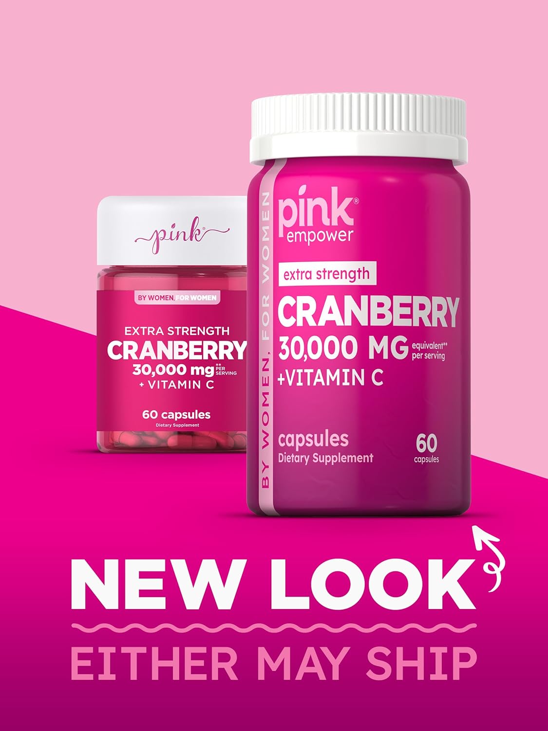 Cranberry Capsules for Women - 60 Count with Vitamin C, Non-GMO & Gluten-Free Supplement for Urinary Tract Health