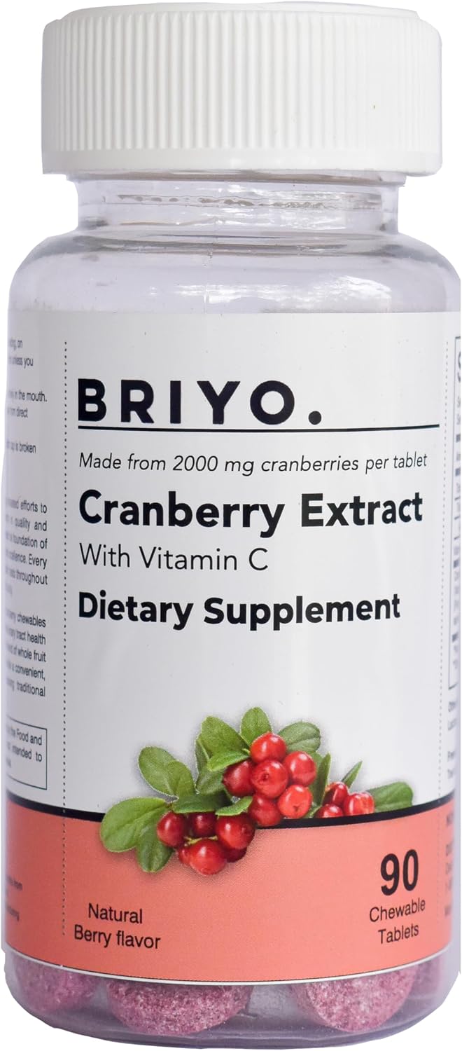 Cranberry Concentrate Chewable Tablets - Natural Berry Flavor, 90 Tablets, 2000 Mg Cranberry Fruit Equivalency