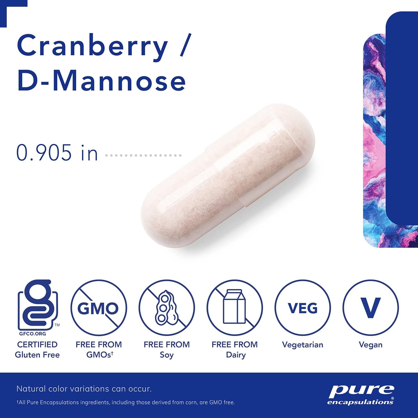 Cranberry D-Mannose Capsules - Vegan Urinary Tract Health Support - Non-GMO Supplement - 90 ct.