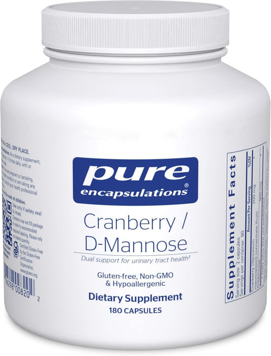 Cranberry D-Mannose Capsules for Urinary Tract Health - Vegan & Non-GMO Supplement - 180 ct.