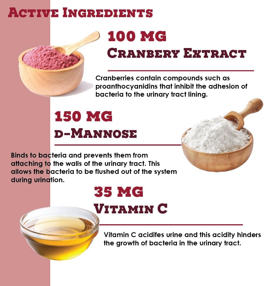 Cranberry D-Mannose Pet Urinary Tract Support Tablets for Dogs and Cats - 60 Count