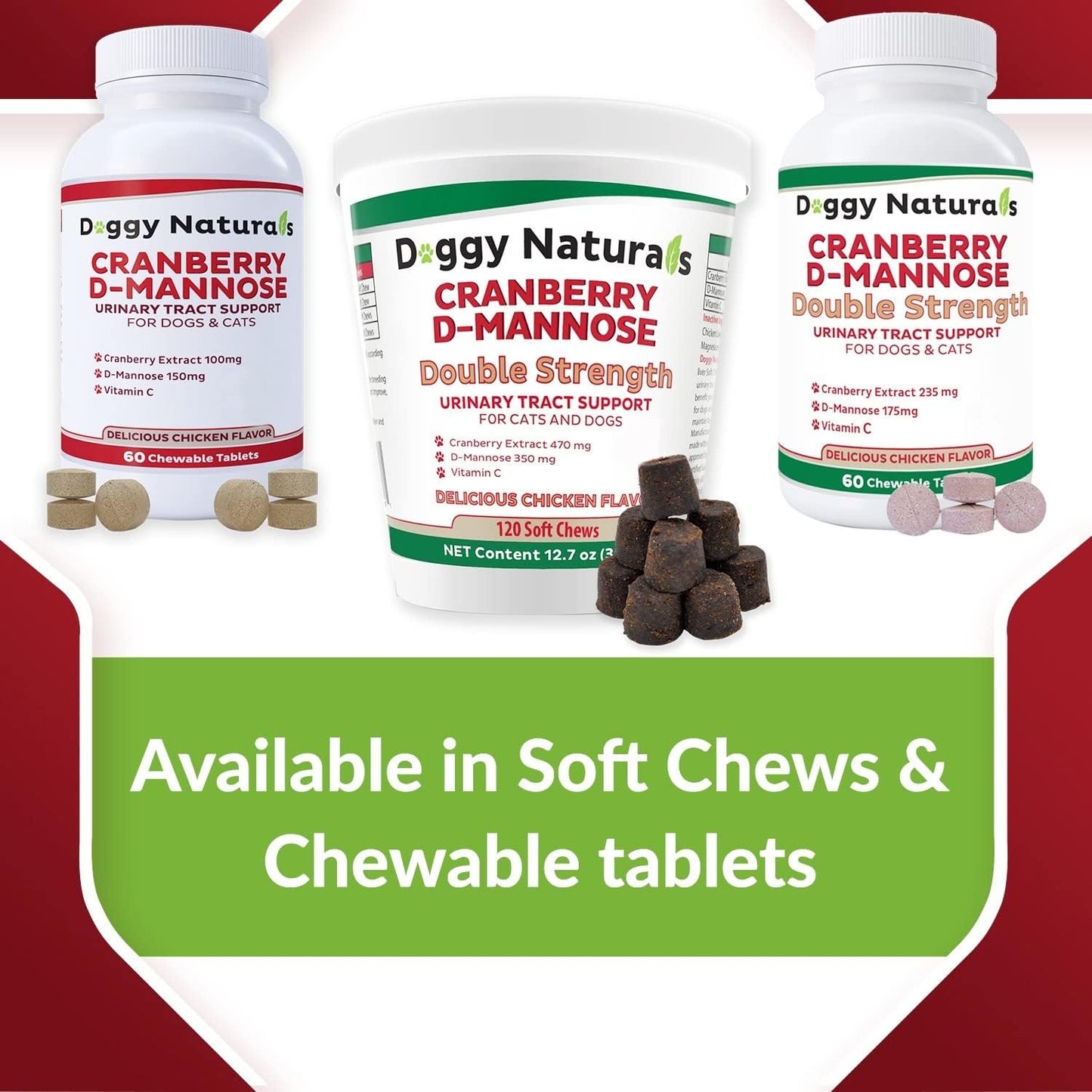 Cranberry D-Mannose Tablets for Cats and Dogs - UTI Prevention & Kidney Support - 120 Count