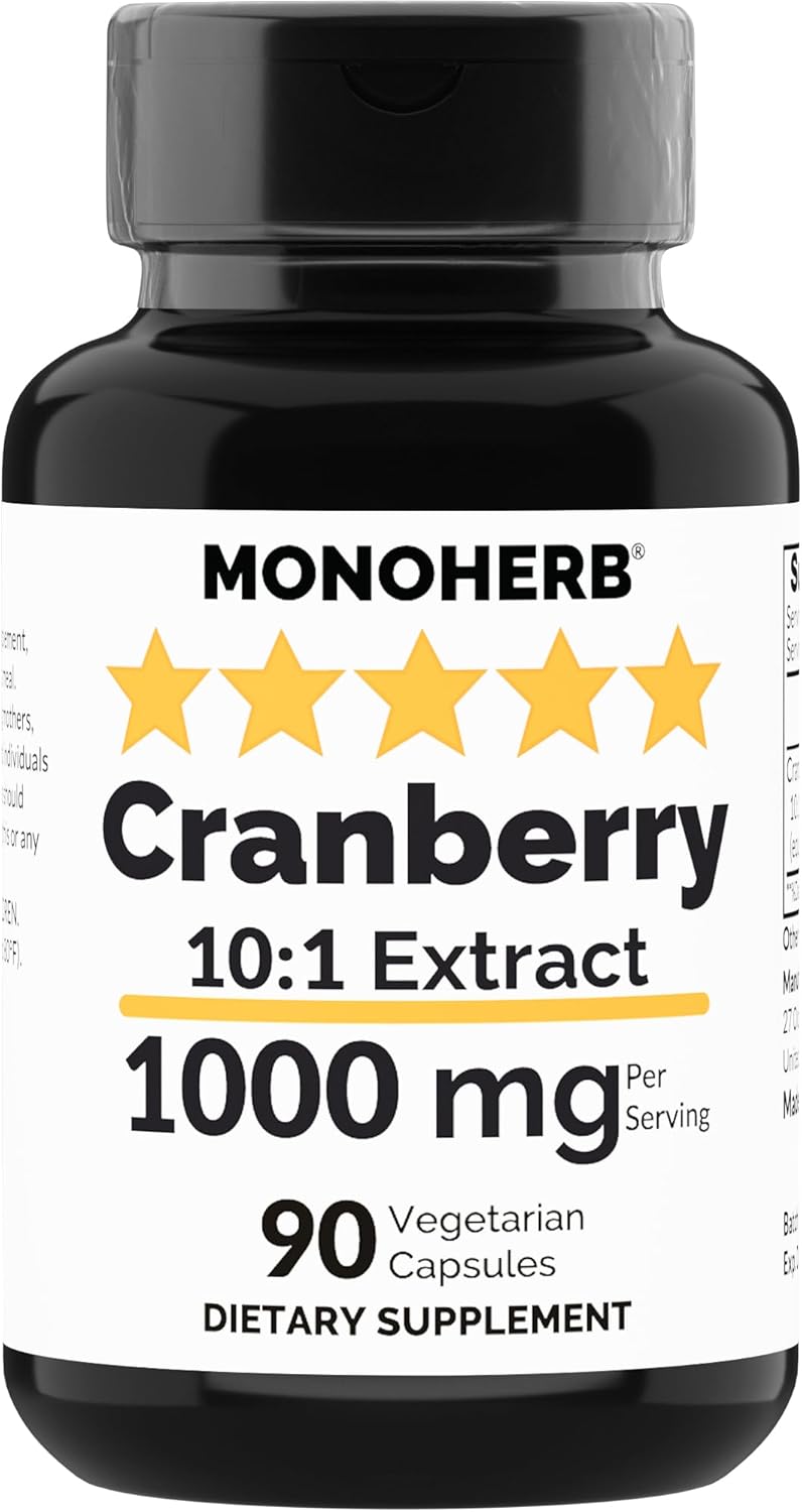 Cranberry Extract Capsules - 1000 mg, 90 Vegetarian Capsules by MONOHERB