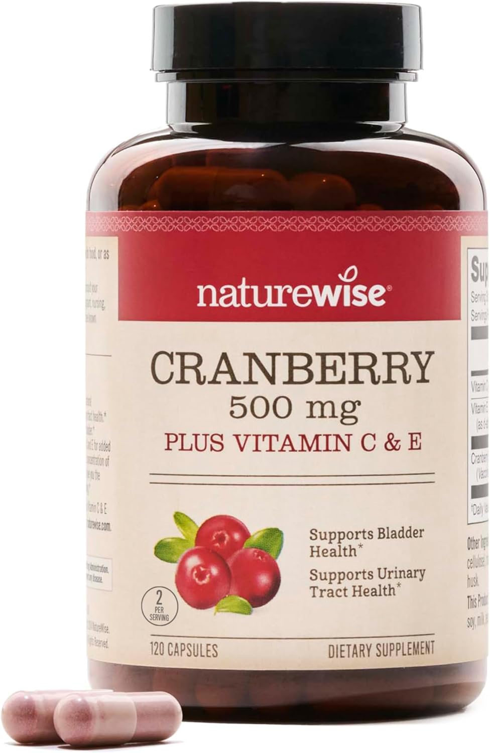 Cranberry Extract Pills with Vitamin C & E for Urinary Tract Health - 12,500mg Strength - Vegan, Non-GMO - 120 Capsules
