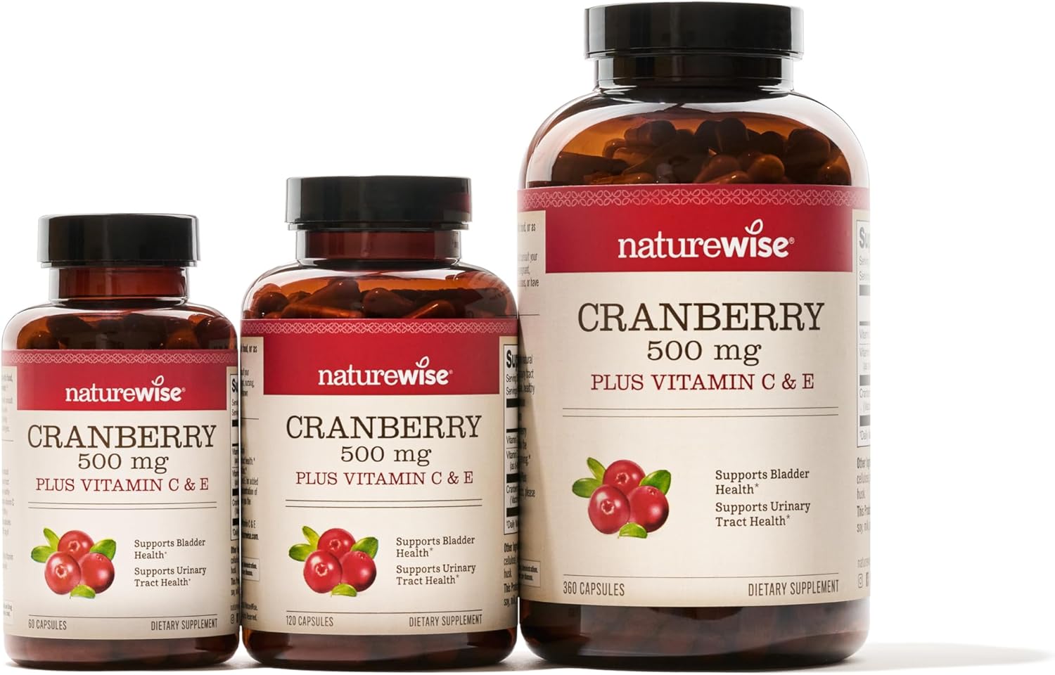 Cranberry Extract Pills with Vitamin C & E for Urinary Tract Health - 12,500mg Strength - Vegan, Non-GMO - 120 Capsules