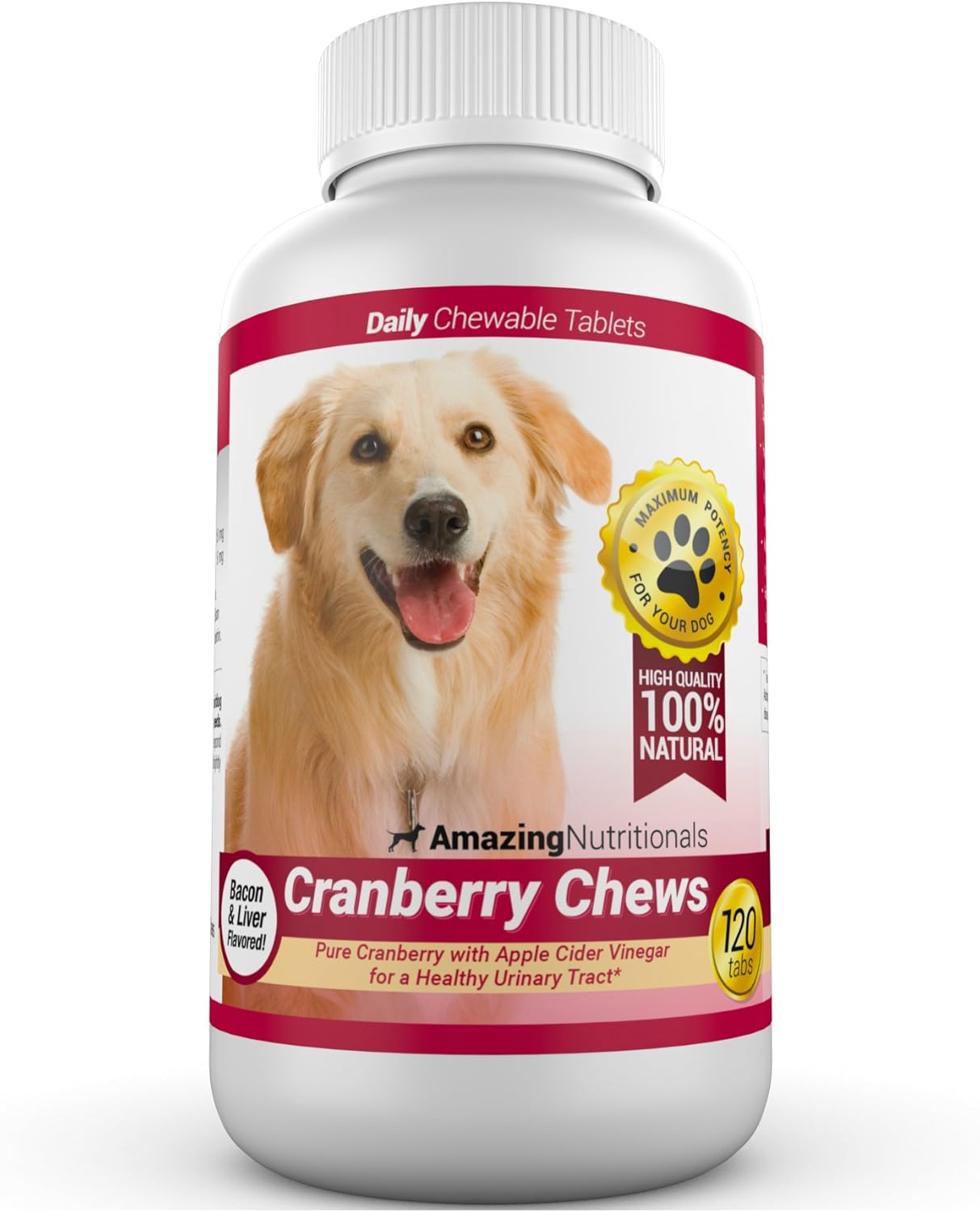 Cranberry for Dogs Pet Antioxidant & UTI Support Chews - 120 Count