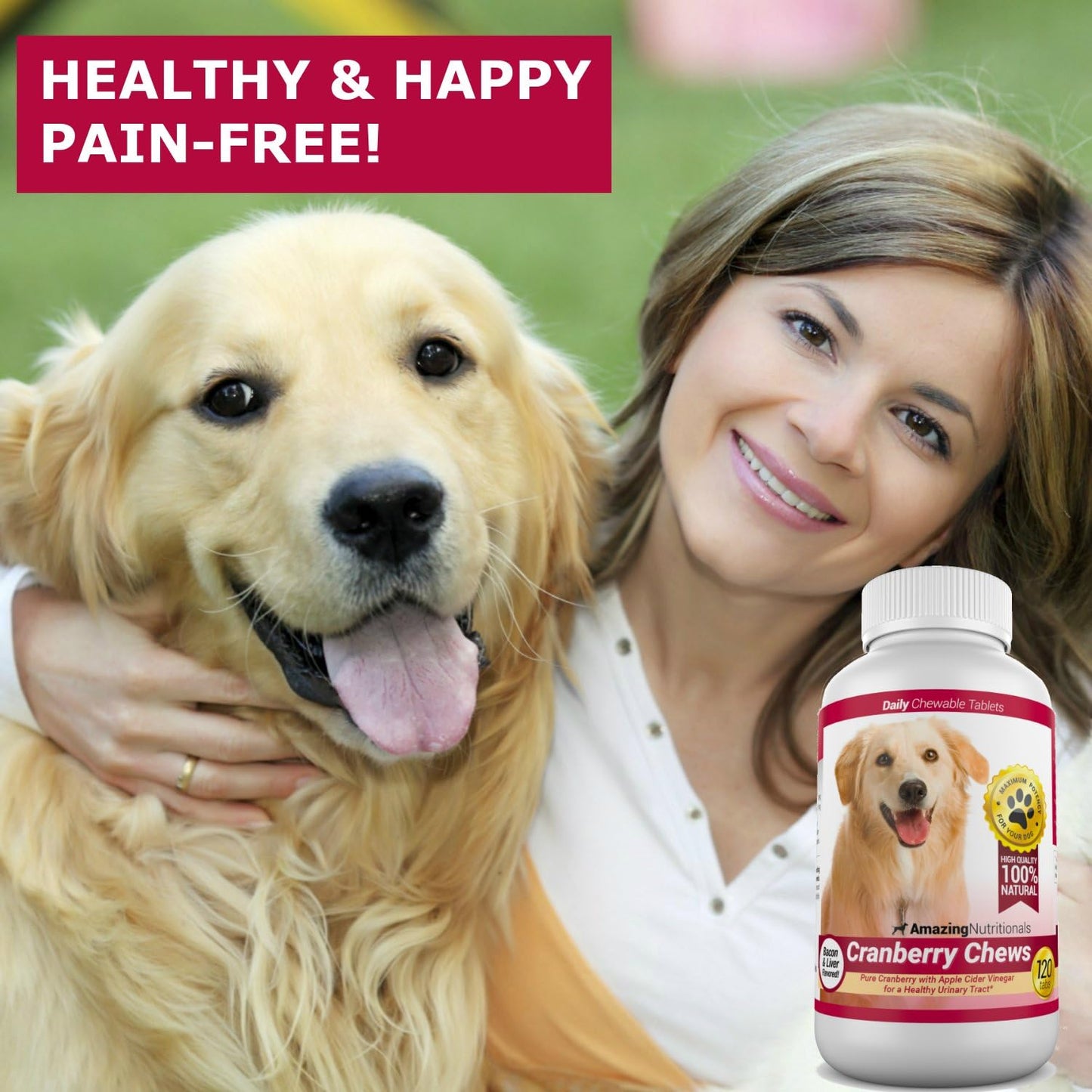 Cranberry for Dogs Pet Antioxidant & UTI Support Chews - 120 Count