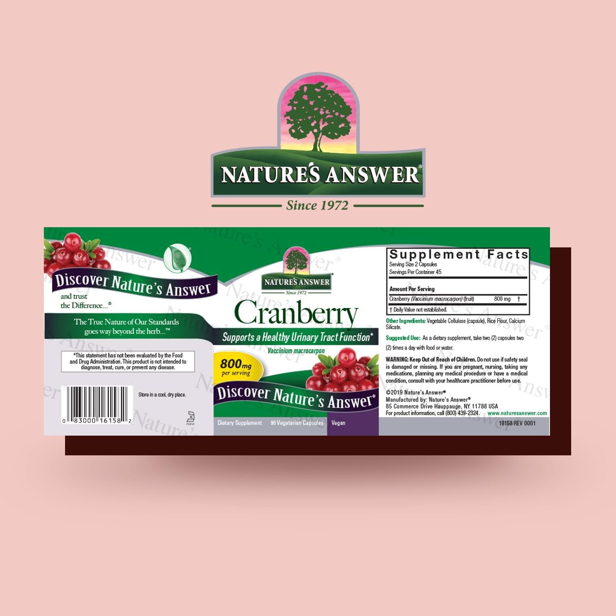 Cranberry Fruit Dietary Supplement for Healthy Urinary Tract & Immune System - Vegetarian, Kosher, Vegan - 180 Capsules