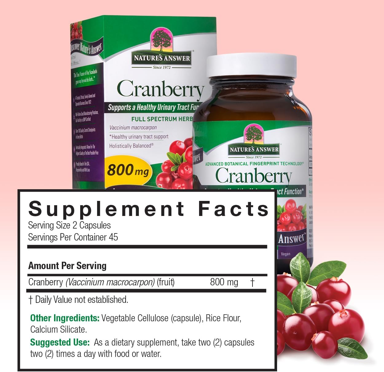 Cranberry Fruit Dietary Supplement for Healthy Urinary Tract & Immune System - Vegetarian, Kosher, Vegan - 180 Capsules
