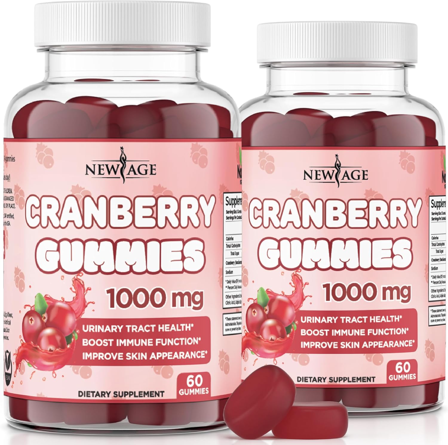 Cranberry Gummies 1000mg for Urinary Tract Health - Supports Bladder, Kidney, UTI - Vegetarian Formula with 120 Gummies