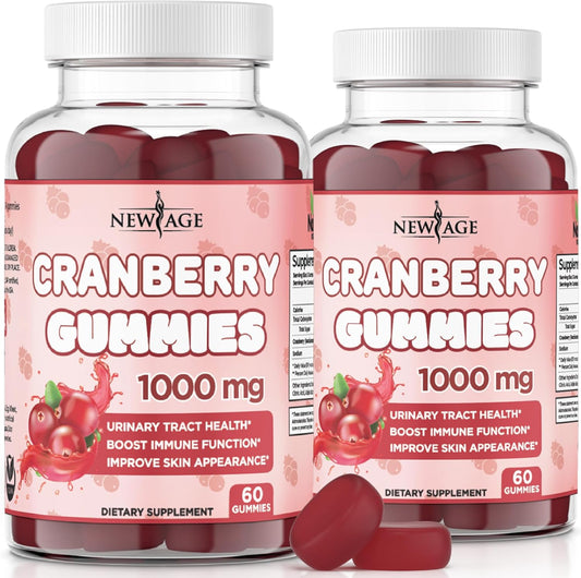 Cranberry Gummies 1000mg for Urinary Tract Health - Supports Bladder, Kidney, UTI - Vegetarian Formula with 120 Gummies