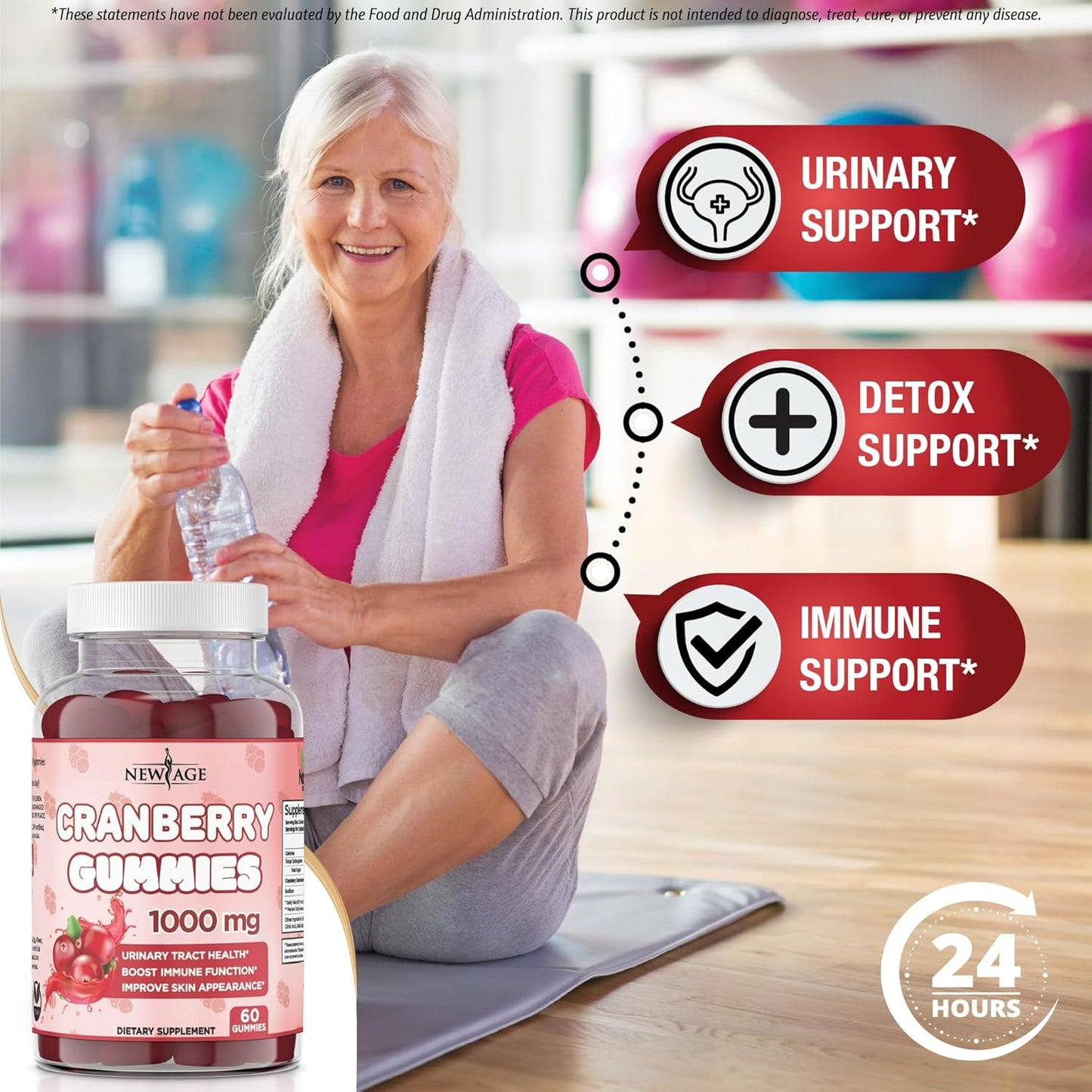 Cranberry Gummies 1000mg for Urinary Tract Health - Supports Bladder, Kidney, UTI - Vegetarian Formula with 120 Gummies