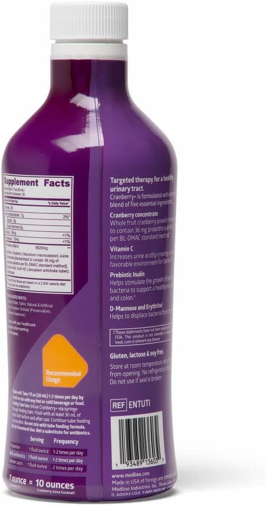 Cranberry Liquid UTI Dietary Supplement by Medline - 30 oz Bottle