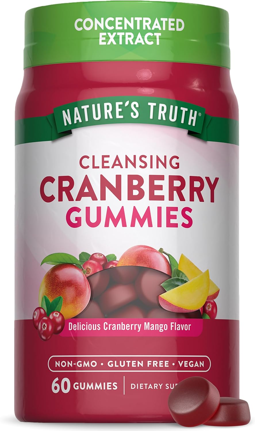 Cranberry Mango Gummies - Vegan, Non-GMO, Gluten-Free Supplement (60 Count) by Nature's Truth