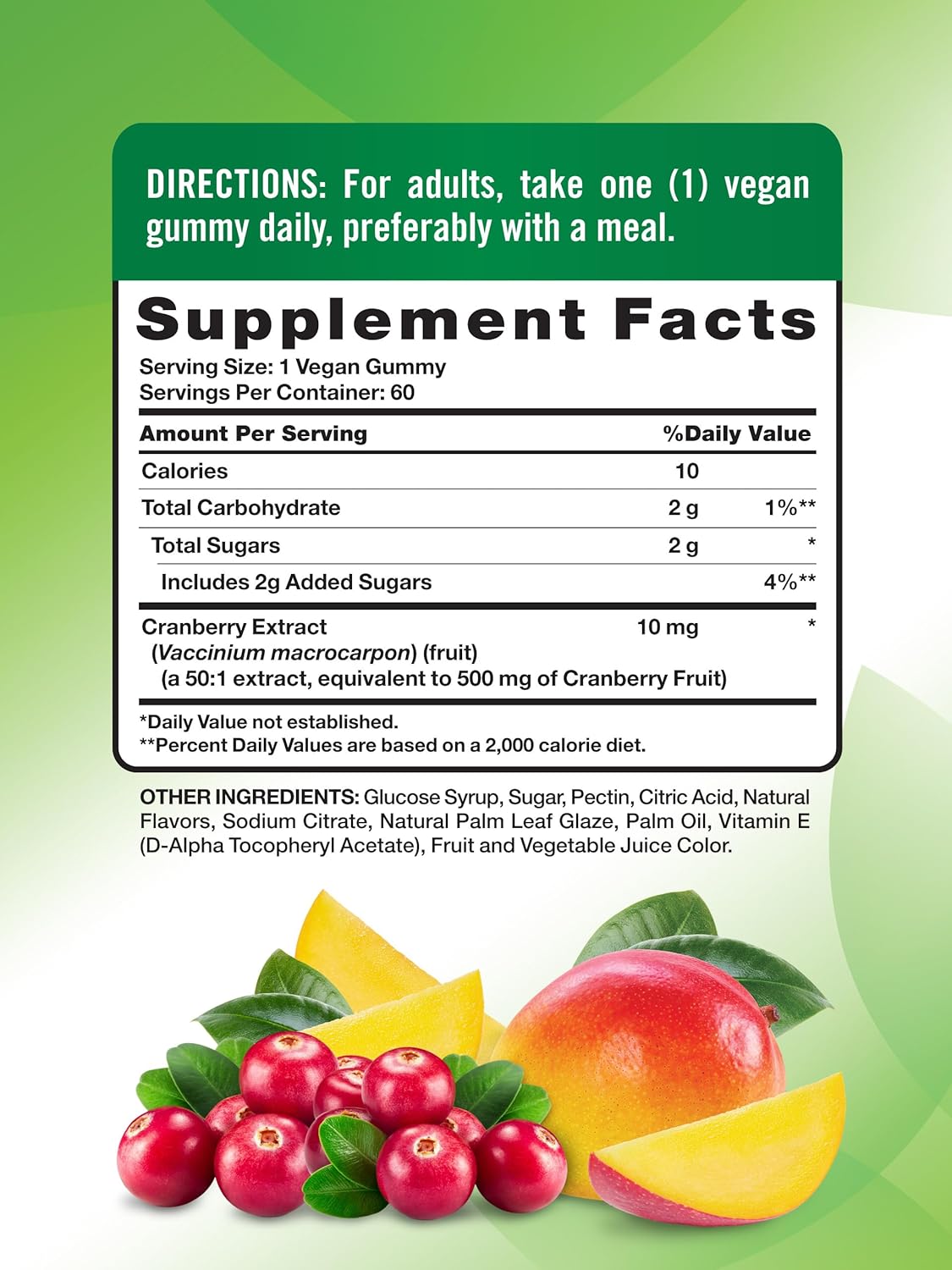 Cranberry Mango Gummies - Vegan, Non-GMO, Gluten-Free Supplement (60 Count) by Nature's Truth