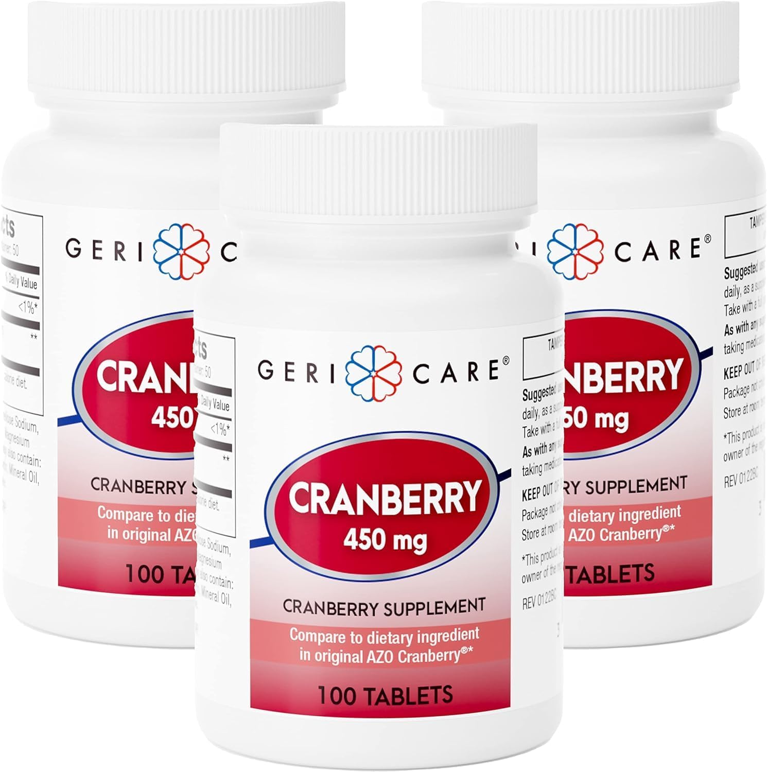 Cranberry Supplement for Seniors - 100 Tablets, 450 mg - Pack of 3