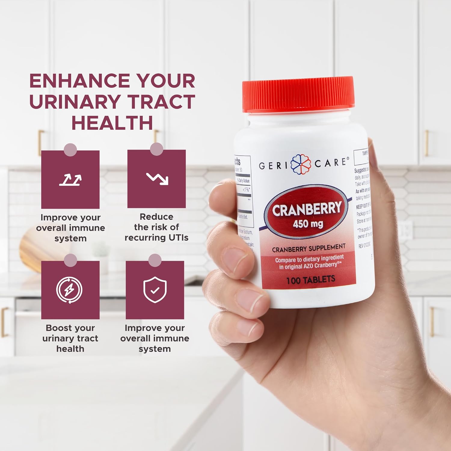 Cranberry Supplement for Seniors - 100 Tablets, 450 mg - Pack of 3