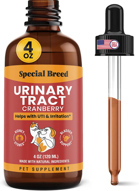 Cranberry UTI Supplement for Cats and Dogs - Special Breed Urinary Tract Infection Treatment, Kidney and Bladder Support Formula, 4 oz