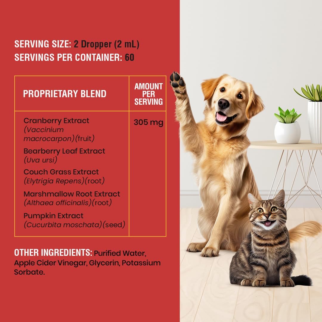 Cranberry UTI Supplement for Cats and Dogs - Special Breed Urinary Tract Infection Treatment, Kidney and Bladder Support Formula, 4 oz