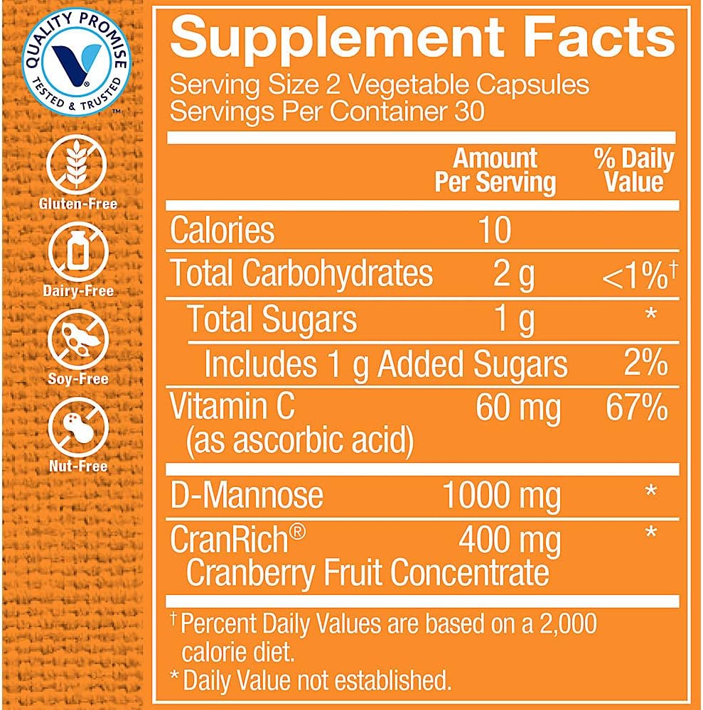 Cranberry with D-Mannose Capsules for Urinary Tract Health - Antioxidant & Vitamin C Supplement by The Vitamin Shoppe