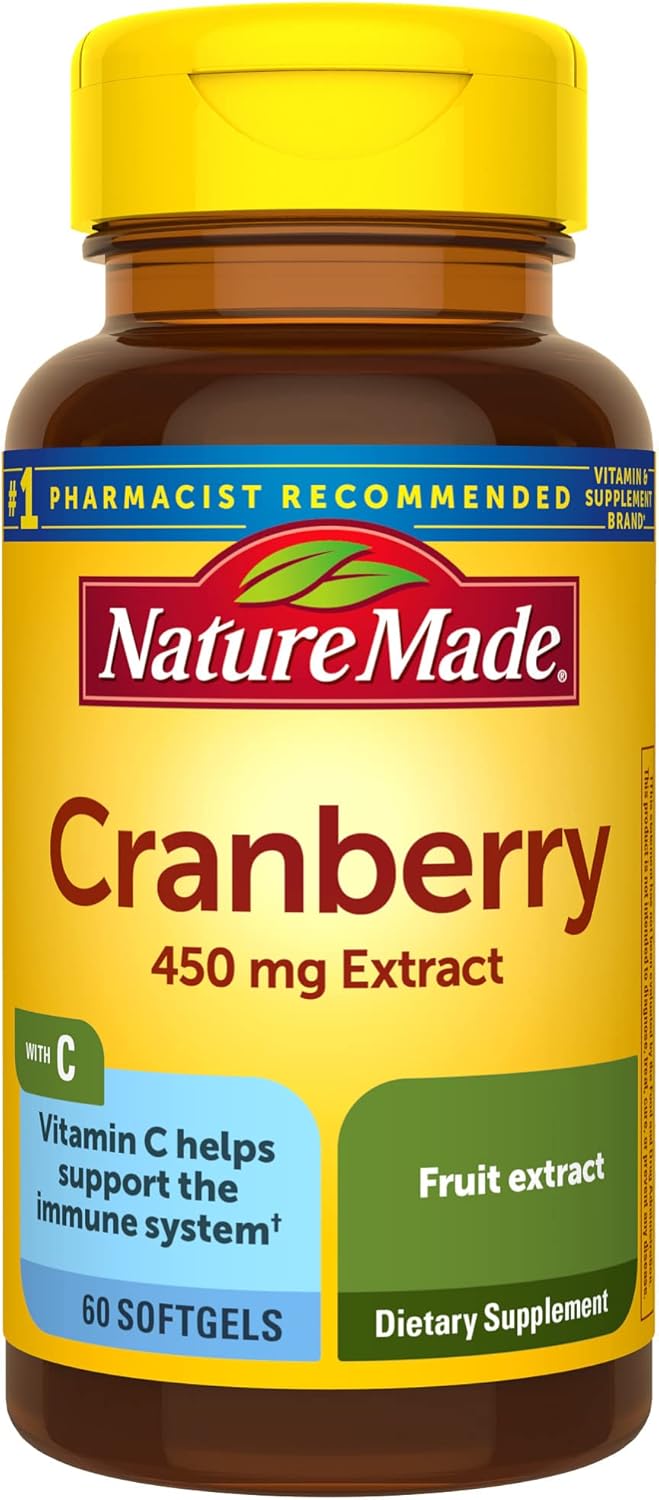 Cranberry with Vitamin C Softgels for Immune & Antioxidant Support - 60 Count
