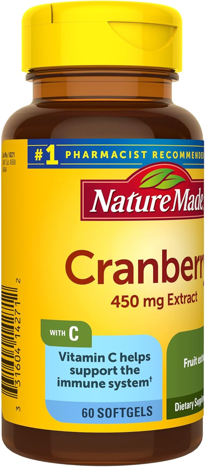 Cranberry with Vitamin C Softgels for Immune & Antioxidant Support - 60 Count