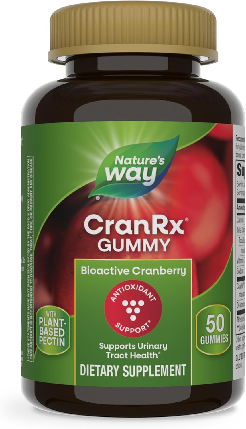 CranRx Cranberry Gummies for Urinary Tract Health Support - Whole Cranberry Fruit Concentrate with D-Mannose and Vitamin C, 50 Gummies