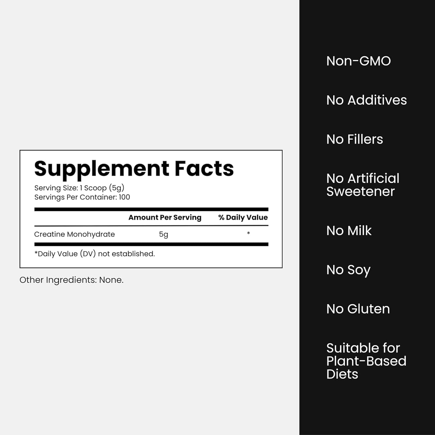 Creapure Creatine Monohydrate Powder 5000mg - Unflavored for Muscle Growth, Strength, Performance - 100 Servings, Non-GMO, Gluten-Free, NSF Certified