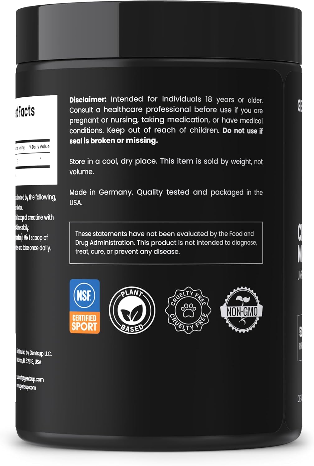 Creapure Creatine Monohydrate Powder 5000mg - Unflavored for Muscle Growth, Strength, Performance - 100 Servings, Non-GMO, Gluten-Free, NSF Certified