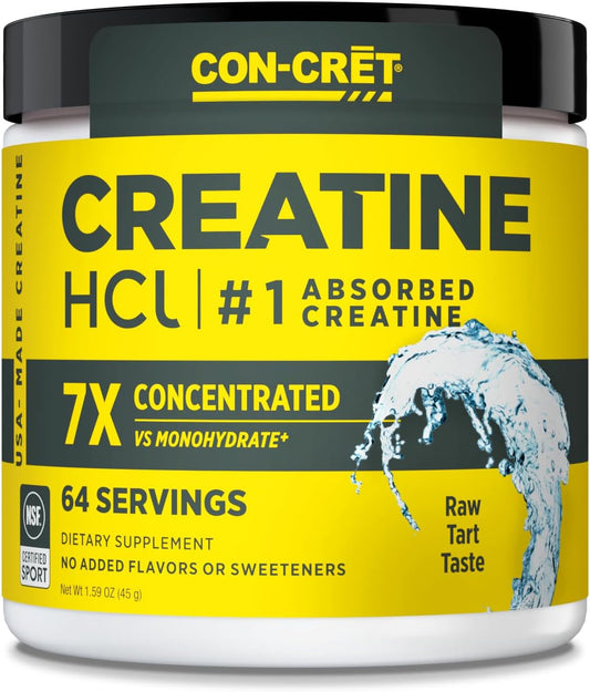 Creatine HCl Powder for Muscle, Cognitive, and Cellular Energy Support | No Bloating or Cramps | NSF Certified, USA Made | Unflavored (64 Serving)