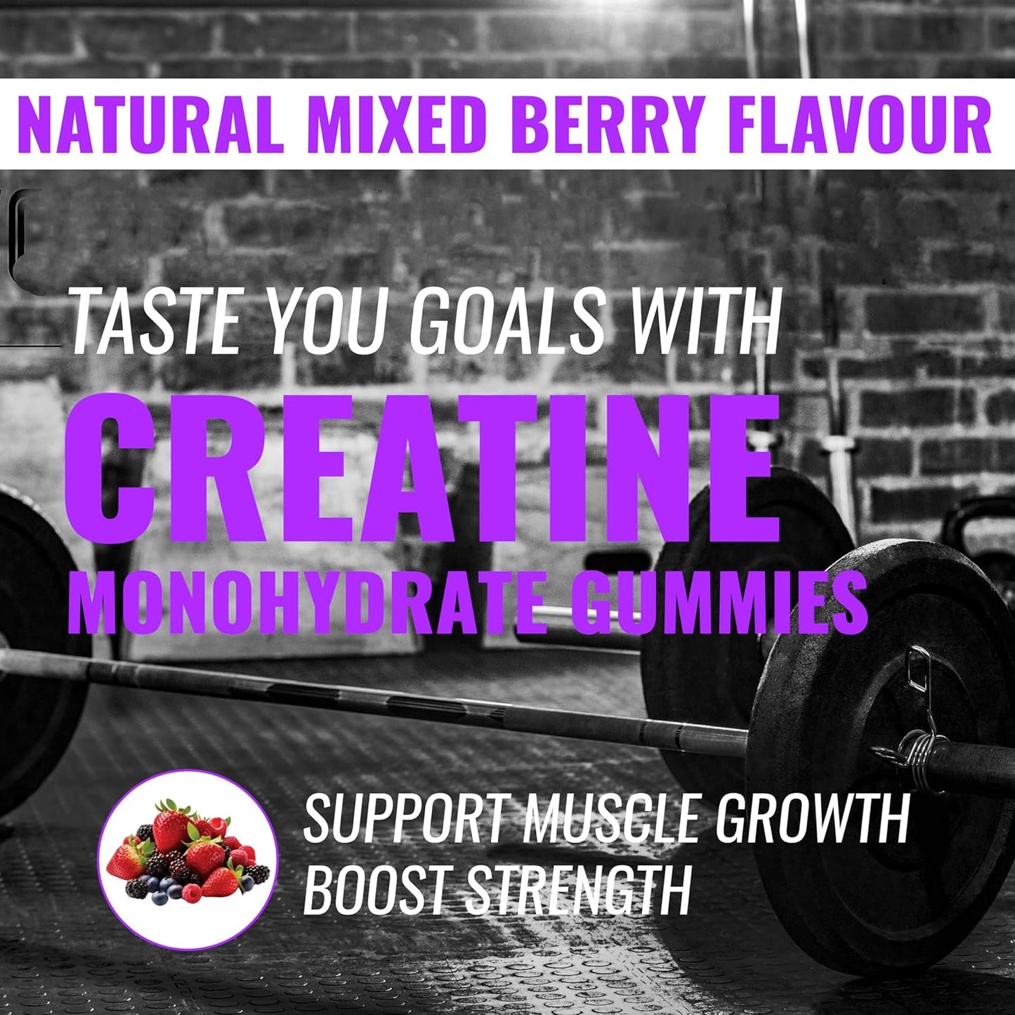 Creatine Monohydrate Gummies for Focus, Strength, and Endurance - 5g per Serving - Muscle Building, Sugar Free, Vegan - 120 Ct
