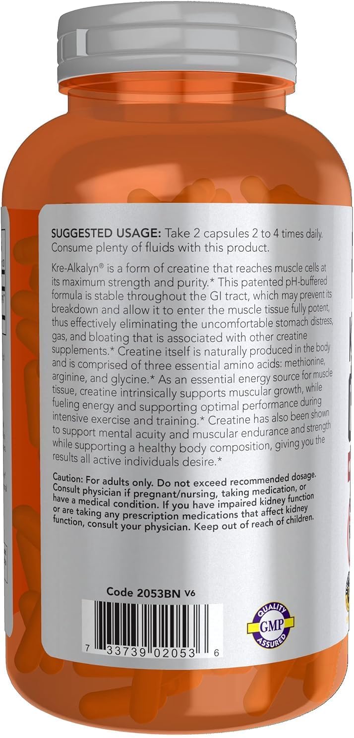 Creatine Monohydrate Supplement 750mg for Muscle Mass and Energy, 240 Vegan Capsules