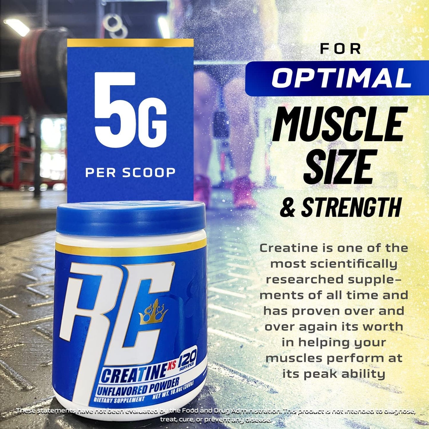 Creatine-XS by Ronnie Coleman Signature Series: Monohydrate Powder for Post-Workout Muscle Recovery, Strength, Energy, and Mass, 120 Servings