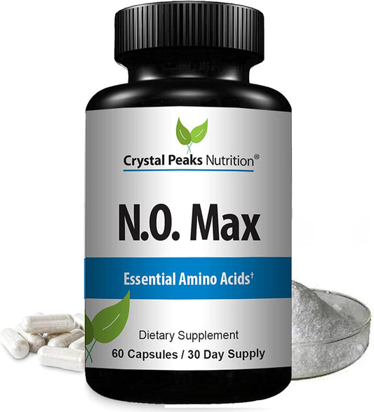 Crystal Peaks Nutrition N.O. Max Nitric Oxide Supplement with Amino Acids for Pre-Workout Performance - 60 Capsules