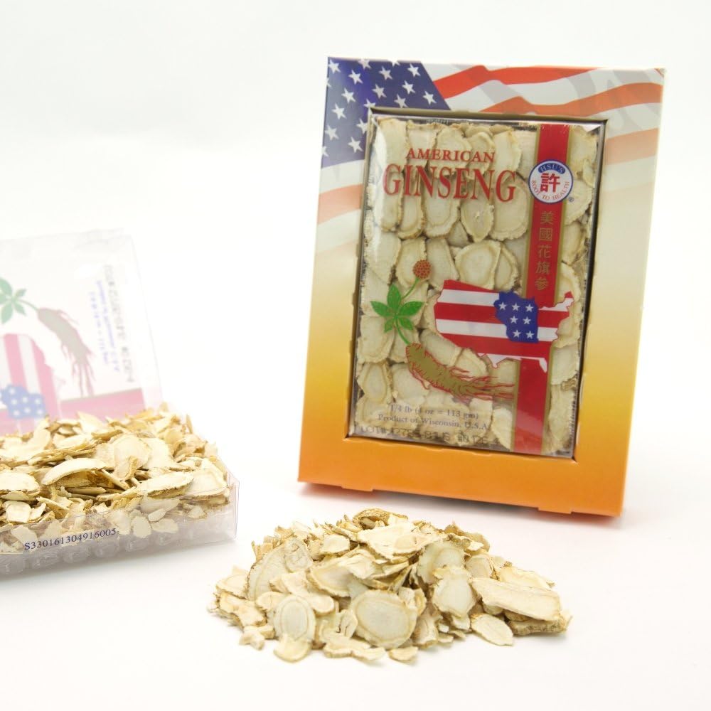Cultivated American Ginseng Slices from Marathon County, Wisconsin - Mixed Large-Medium Cuts - 4oz Box - Hsu's Ginseng - SKU 0126-4