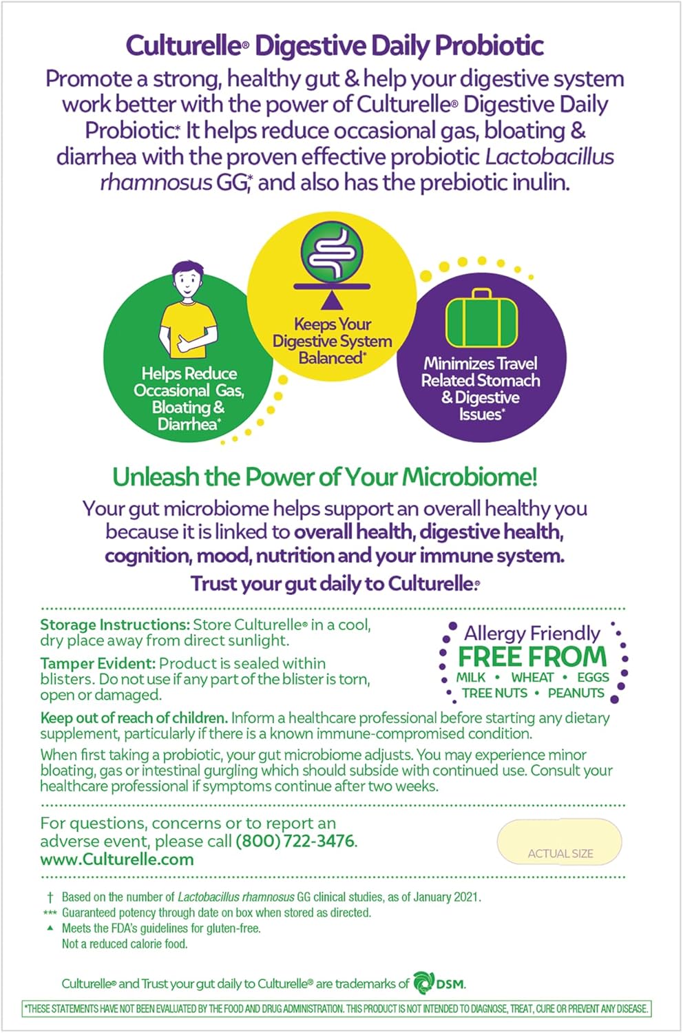 Culturelle Daily Probiotic Capsules - 60 Count for Digestive Health Support