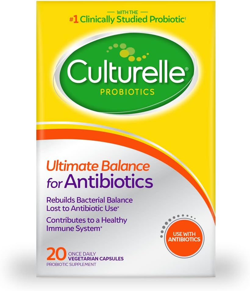 Culturelle Probiotics Ultimate Balance - 20 Count Capsules for Antibiotic Use, Restore Good Bacteria & Boost Immune System