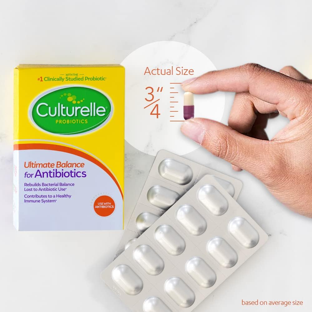 Culturelle Probiotics Ultimate Balance - 20 Count Capsules for Antibiotic Use, Restore Good Bacteria & Boost Immune System