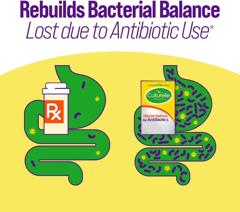Culturelle Probiotics Ultimate Balance - 20 Count Capsules for Antibiotic Use, Restore Good Bacteria & Boost Immune System